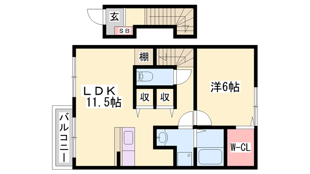 サン・フロール(1LDK/2階)の間取り写真