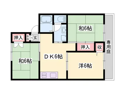 セジュール巽A(3DK/1階)の間取り写真