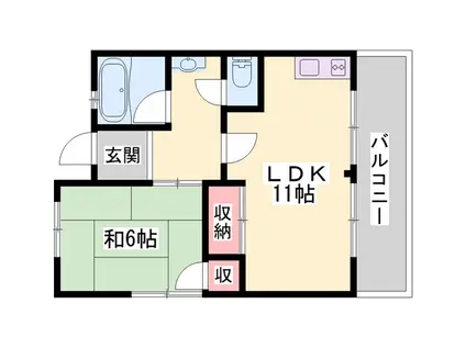 サウス ステイツ 姫路(1LDK/3階)の間取り写真