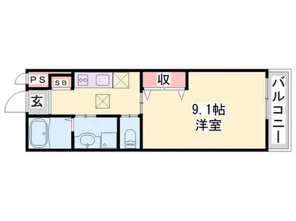 フェリーチェ(1K/1階)の間取り写真