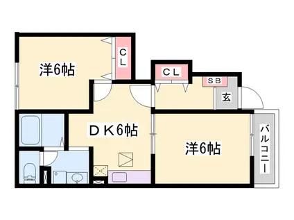 フィールドパレス Ⅲ(2DK/1階)の間取り写真