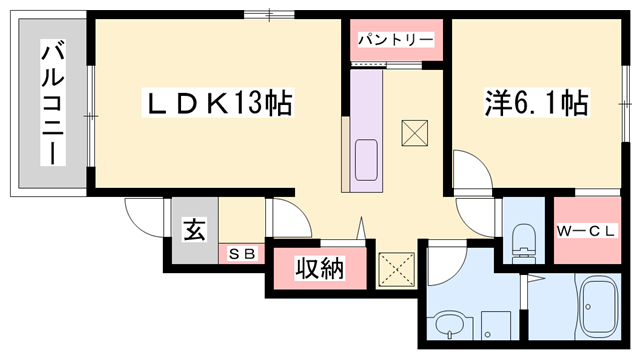 グランデ光祥1(1LDK/1階)の間取り写真
