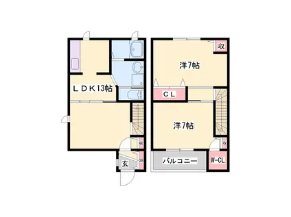 パルモ・オークラ(2LDK/1階)の間取り写真