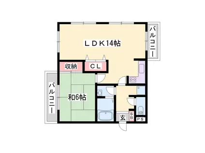 パンドール加古川(1LDK/6階)の間取り写真