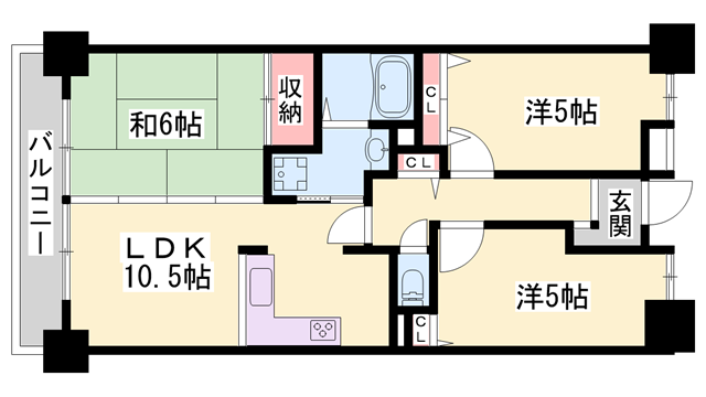 プレステージ土山(3LDK/3階)の間取り写真