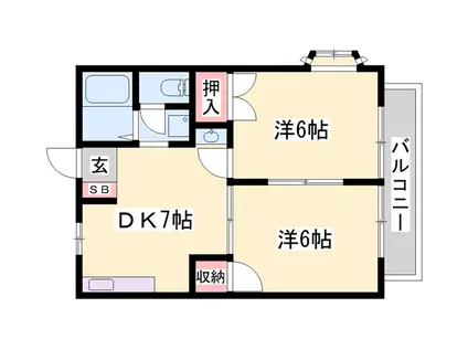 エルドミール(2DK/1階)の間取り写真
