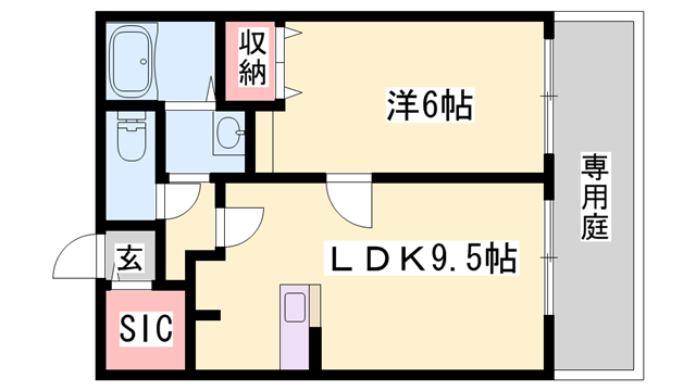 パナハイツヒコ池(1LDK/1階)の間取り写真