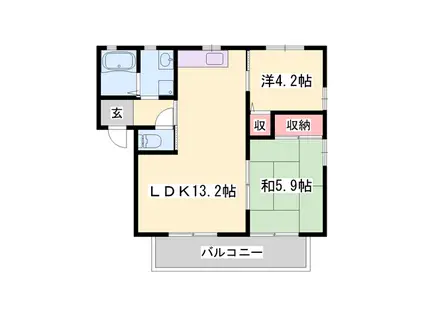 ディアス花北(3DK/1階)の間取り写真