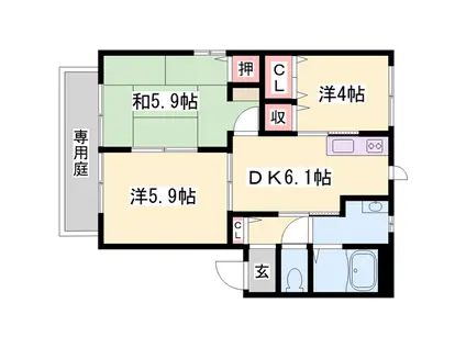 ハイツ立石(3DK/1階)の間取り写真