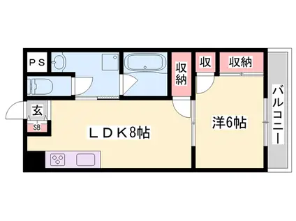 コーポラス神子岡(1DK/5階)の間取り写真