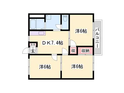 メゾン白国2号(3DK/2階)の間取り写真