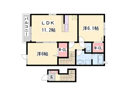 アバンツァート小坂Ⅱ(2LDK/2階)の間取り写真