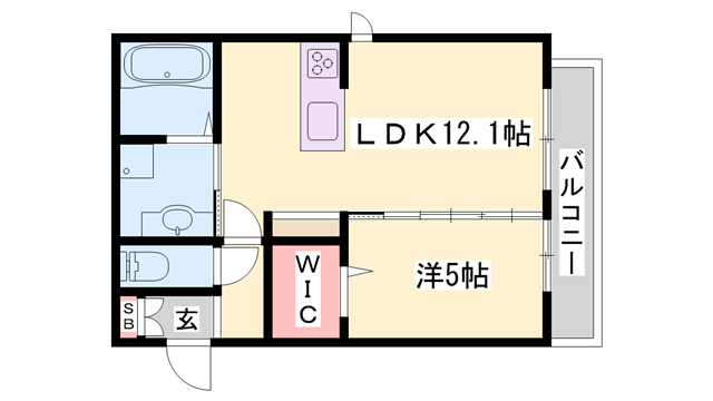 さくら東姫路(1LDK/2階)の間取り写真