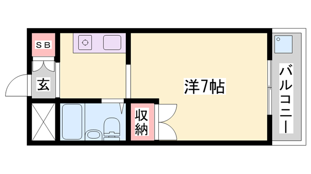 ロッキーコート広畑(1K/4階)の間取り写真