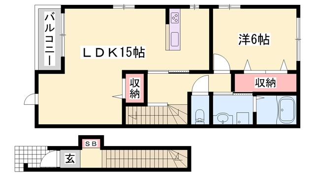 カトレーヴ8(1LDK/2階)の間取り写真