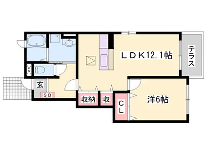 アメニティカスガⅤ(1LDK/1階)の間取り写真