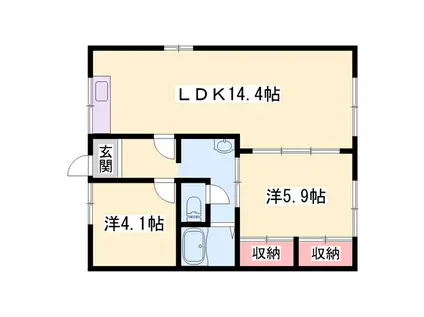 JAハイツ中屋(2LDK/1階)の間取り写真