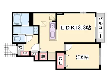 メゾンプラースⅢ(1LDK/1階)の間取り写真