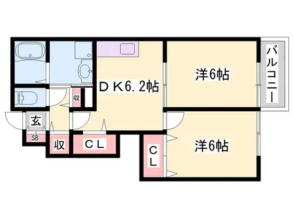 スクエア・センチュリー(2DK/1階)の間取り写真