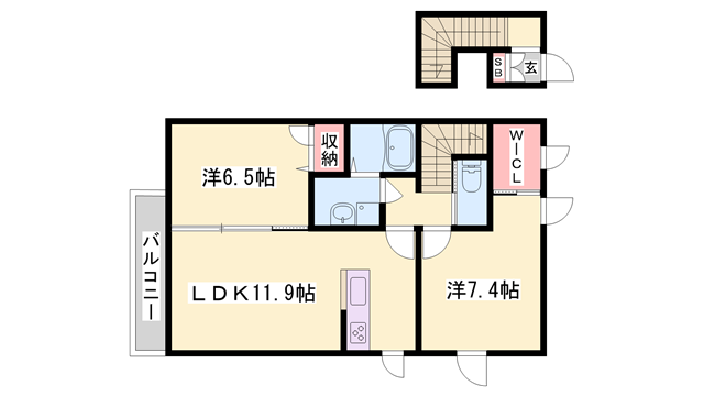 シャーメゾン兼田(2LDK/2階)の間取り写真