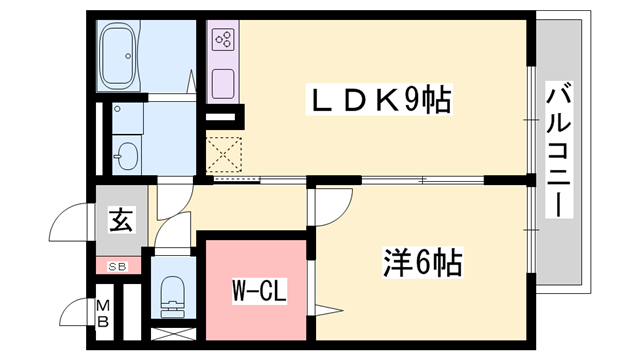 フェリア佐用岡(1LDK/1階)の間取り写真