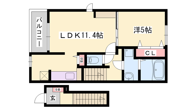 ボニート(1LDK/2階)の間取り写真