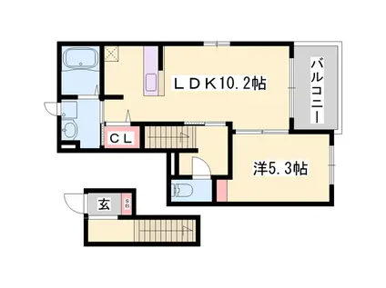 カーサ・プレッソ(1LDK/2階)の間取り写真