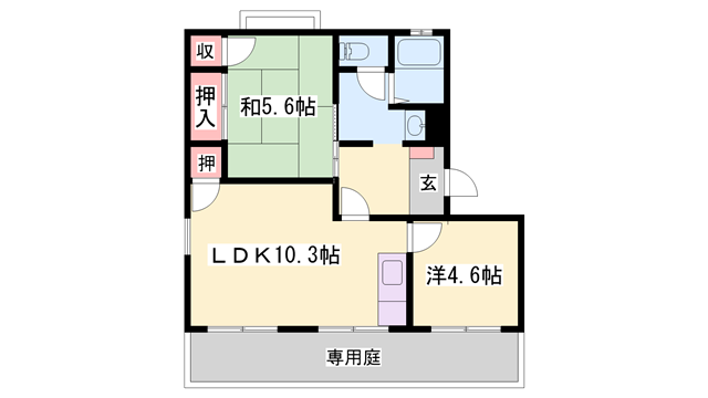 ハイツメイプルタウン(2LDK/1階)の間取り写真