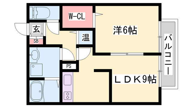 ハーモニーコート(1LDK/1階)の間取り写真