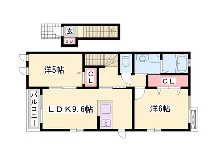 アウローラ N(2LDK/2階)の間取り写真