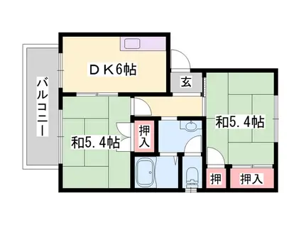 プリムローズ(2DK/1階)の間取り写真