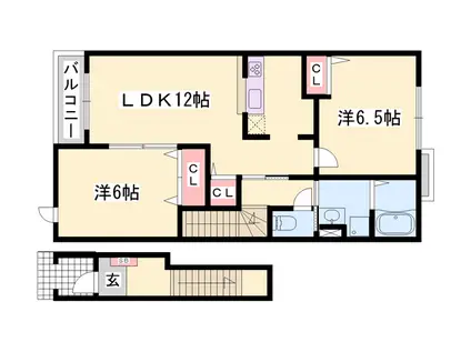 ウッドパストラルI(2LDK/2階)の間取り写真