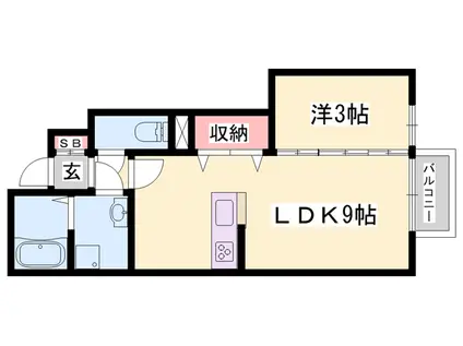 サンコート山水(1LDK/1階)の間取り写真