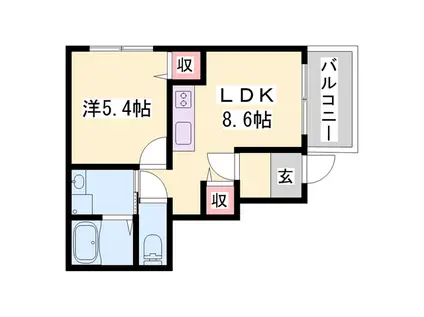 ネットハイツⅡ(1LDK/1階)の間取り写真