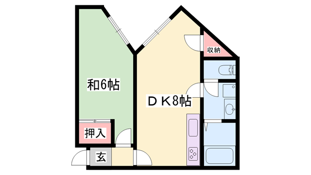 サファイア御立A棟(1DK/1階)の間取り写真