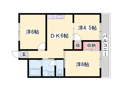 グリーンハイツ北平野(3DK/4階)の間取り写真