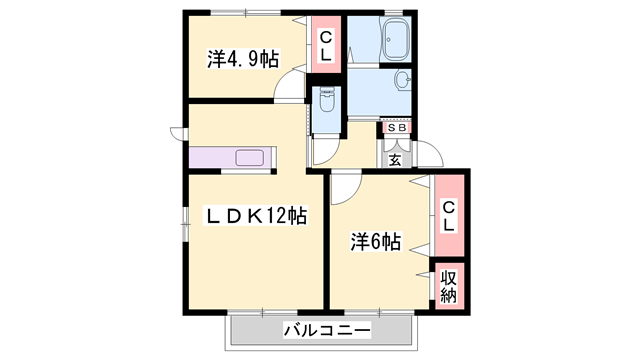 シャーメゾン大中(2LDK/2階)の間取り写真