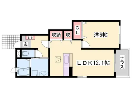 ヴェルサン・アベニュⅡ(2LDK/1階)の間取り写真