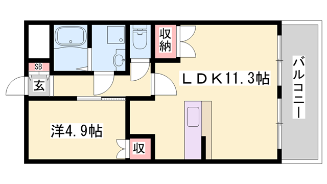 フェリシデーデ(1LDK/2階)の間取り写真