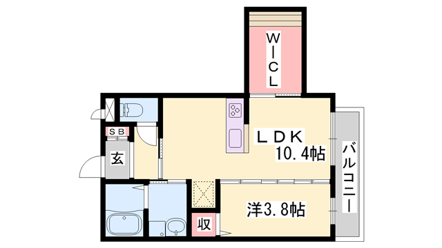 サニーヒルズシンエイ(1LDK/3階)の間取り写真