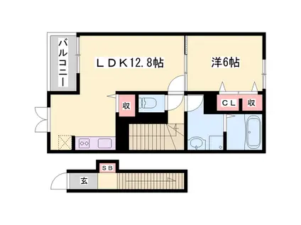 ラ・クレール・メゾン(1LDK/2階)の間取り写真