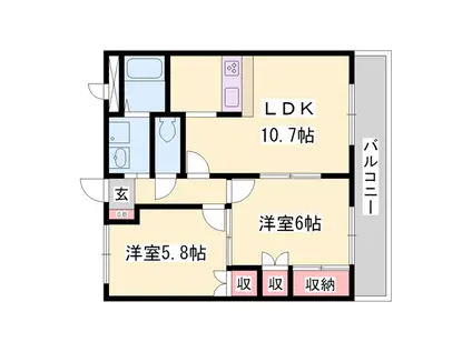 パンプルムース(2LDK/2階)の間取り写真