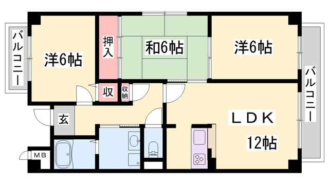 グレイスコート北条(3LDK/4階)の間取り写真