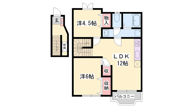 サン B棟(2LDK/2階)の間取り写真