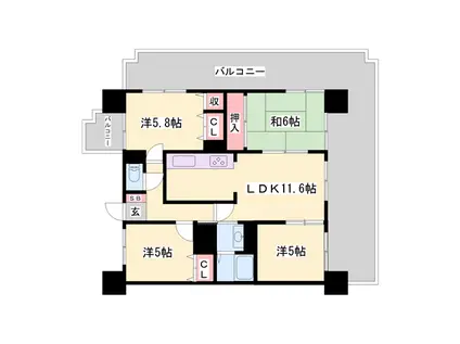 リベール姫路駅前Ⅱ(4LDK/2階)の間取り写真