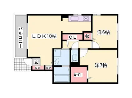 サニー・パルク(2LDK/2階)の間取り写真