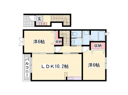 エクセラン播磨(2LDK/2階)の間取り写真