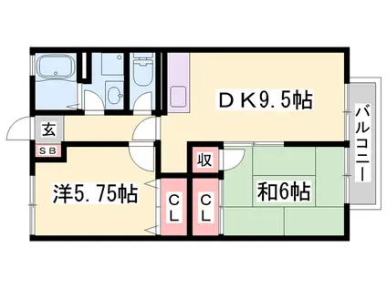 ウィスタリアK(2DK/1階)の間取り写真