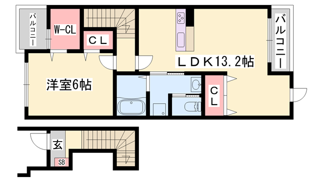 ヤエステージ(1LDK/2階)の間取り写真