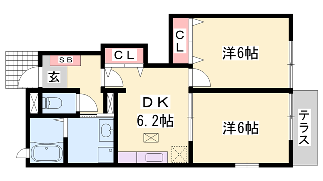 ブライトメアリーⅡ(2DK/1階)の間取り写真